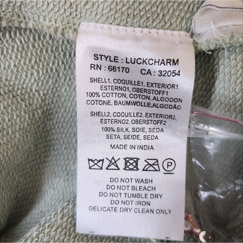 Anthropologie Let Me Be Luckcharm women's blue cotton beaded sweatshirt Size XS - Picture 9 of 12